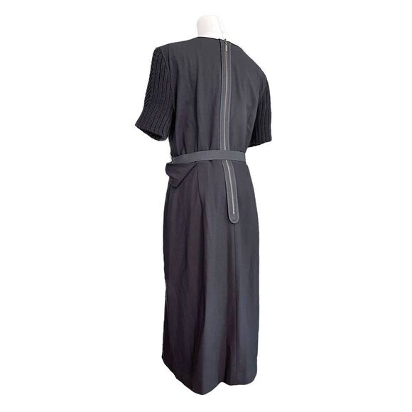 NUE BY SHANI Knit sleeve belted asymmetric Midi in Black Size 12 - Picture 5 of 10